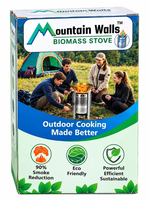 Mountain Walls stove box showing outdoor cooking