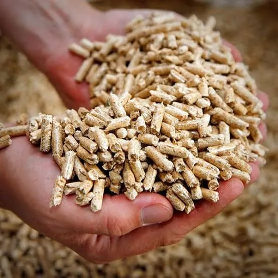 Two handfuls of Mountain Walls wood pellets
